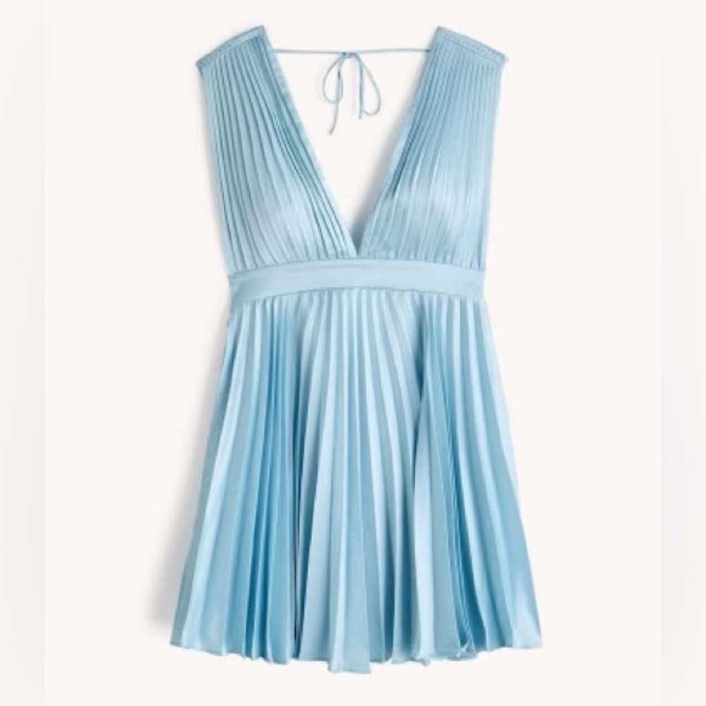 Blue Pleated Abercrombie & Fitch Mini Dress in Size XS